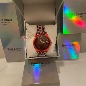 NWT JUICY COUTURE Y2K BLACK LABEL WATCH CHEETAH AND TANK FLAMINGO PINK​​​​